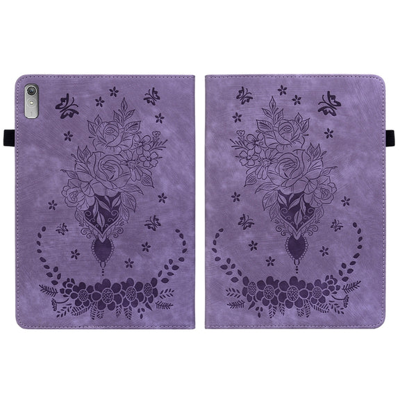 For Lenovo Tab P11 Gen 2 11.5 Butterfly Rose Embossed Leather Tablet Case(Purple)