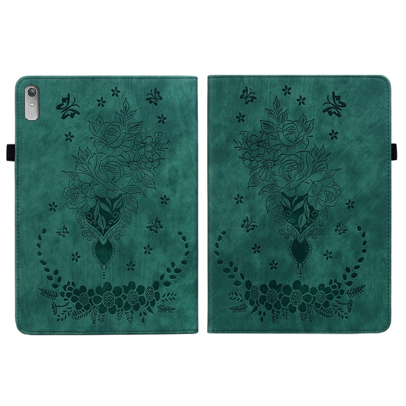 For Lenovo Tab P11 Gen 2 11.5 Butterfly Rose Embossed Leather Tablet Case(Green)