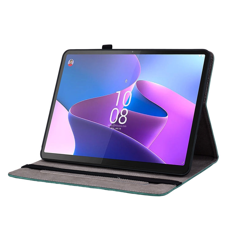 For Lenovo Tab P11 Gen 2 11.5 Butterfly Rose Embossed Leather Tablet Case(Green)