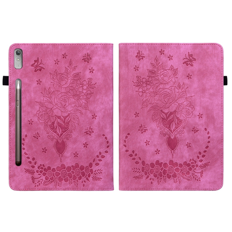 For Lenovo Tab P11 Pro Gen 2 11.2 Butterfly Rose Embossed Leather Tablet Case(Rose Red)