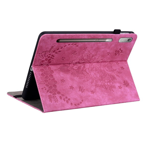 For Lenovo Tab P11 Pro Gen 2 11.2 Butterfly Rose Embossed Leather Tablet Case(Rose Red)