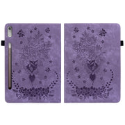 For Lenovo Tab P11 Pro Gen 2 11.2 Butterfly Rose Embossed Leather Tablet Case(Purple)