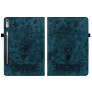 For Lenovo Tab P11 Pro Gen 2 11.2 Butterfly Rose Embossed Leather Tablet Case(Dark Blue)