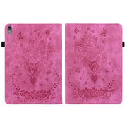 For Lenovo Tab P11 TB-J606F Butterfly Rose Embossed Leather Tablet Case(Rose Red)