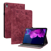 For Lenovo Tab P11 TB-J606F Butterfly Rose Embossed Leather Tablet Case(Red)