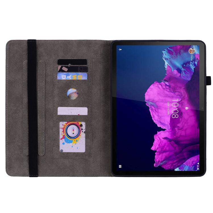 For Lenovo Tab P11 TB-J606F Butterfly Rose Embossed Leather Tablet Case(Red)