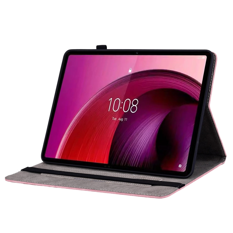 For Lenovo Tab M11/Xiaoxin Pad 11 2024 Butterfly Rose Embossed Leather Tablet Case(Pink)