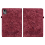 For Lenovo Tab M11/Xiaoxin Pad 11 2024 Butterfly Rose Embossed Leather Tablet Case(Red)