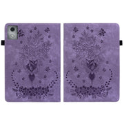 For Lenovo Tab K11 Plus Butterfly Rose Embossed Leather Tablet Case(Purple)