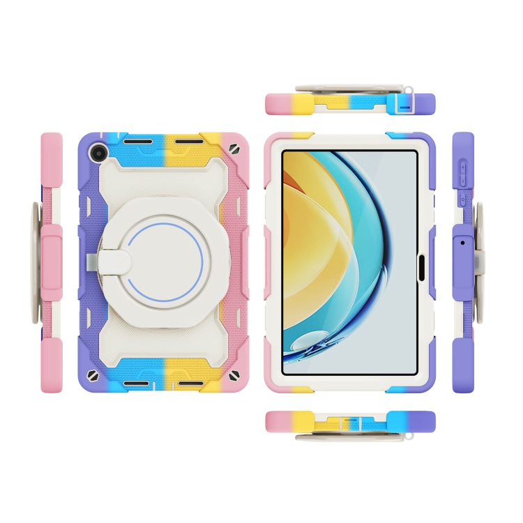 For Huawei MatePad SE 10.4 2023 Armor Contrast Color Silicone + PC Tablet Case(Colorful Pink)