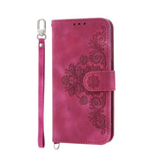 For Honor Magic6 Pro Skin Feel Flowers Embossed Wallet Leather Phone Case(Wine Red)