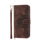 For Honor Magic6 Pro Skin Feel Flowers Embossed Wallet Leather Phone Case(Brown)