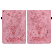 For Amazon Kindle Fire HD10 2019 / 2017 Butterfly Rose Embossed Leather Smart Tablet Case(Pink)