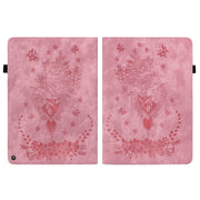 For Amazon Kindle Fire HD10 2021 Butterfly Rose Embossed Leather Smart Tablet Case(Pink)