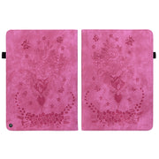 For Amazon Kindle Fire HD10 2021 Butterfly Rose Embossed Leather Smart Tablet Case(Rose Red)