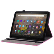 For Amazon Kindle Fire HD10 2021 Butterfly Rose Embossed Leather Smart Tablet Case(Rose Red)