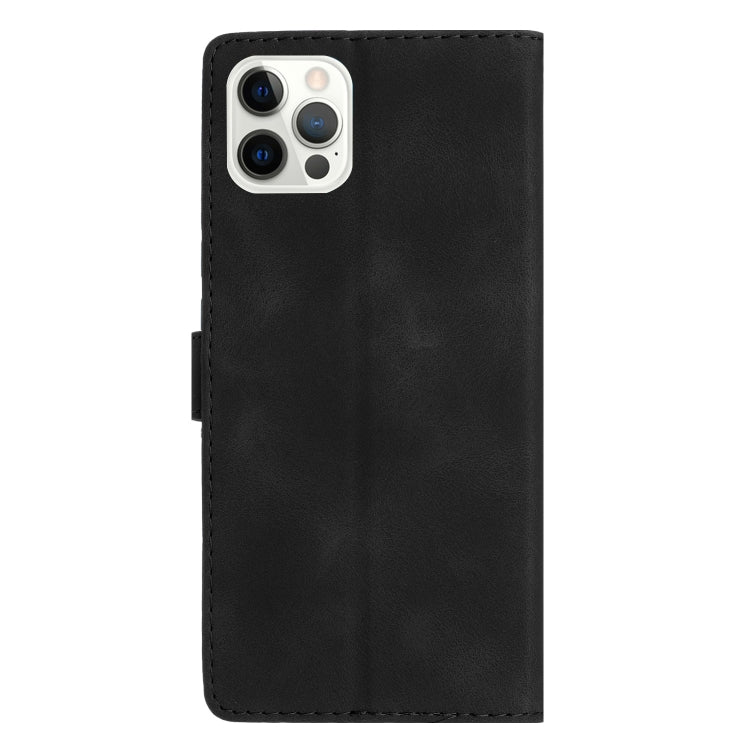 For iPhone 16 Pro Flower Butterfly Embossing Pattern Leather Phone Case(Black)