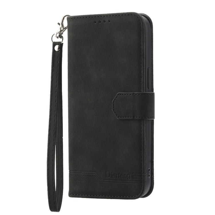 For Realme 12 5G Dierfeng Dream Line TPU + PU Leather Phone Case(Black)