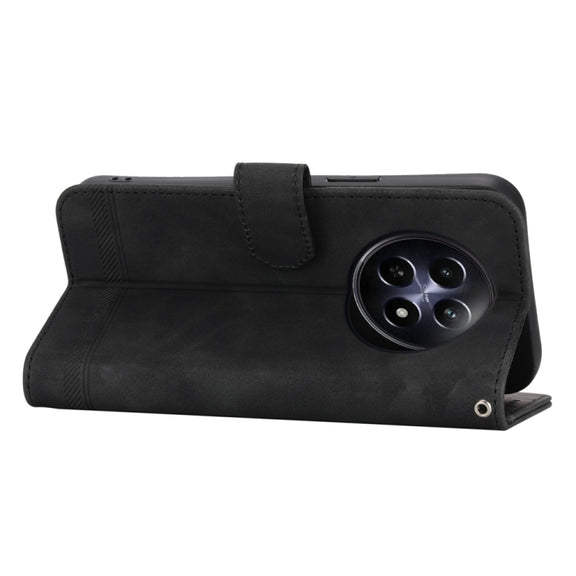 For Realme 12 5G Dierfeng Dream Line TPU + PU Leather Phone Case(Black)