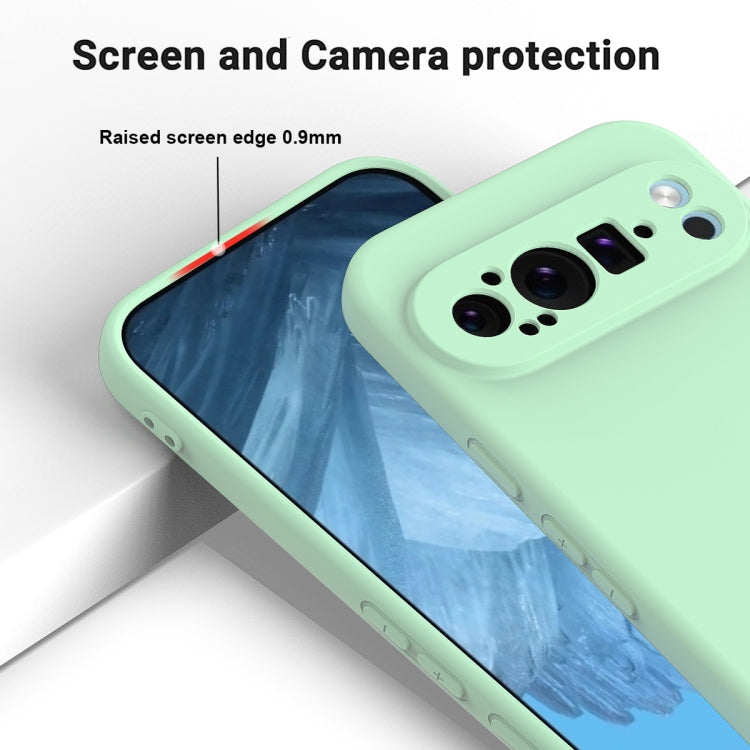 For Google Pixel 9 Pro Pure Color Liquid Silicone Shockproof Phone Case(Green)
