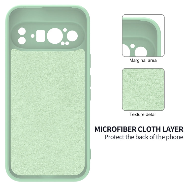 For Google Pixel 9 Pro Pure Color Liquid Silicone Shockproof Phone Case(Green)