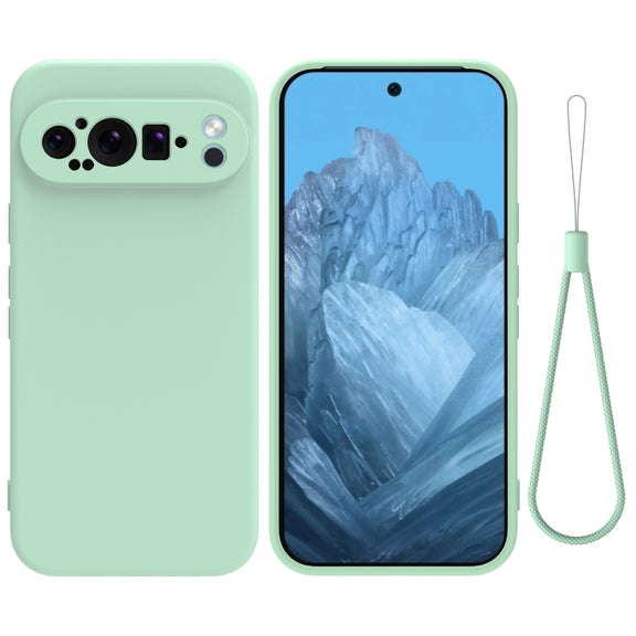 For Google Pixel 9 Pro Pure Color Liquid Silicone Shockproof Phone Case(Green)