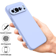 For Google Pixel 9 Pro Pure Color Liquid Silicone Shockproof Phone Case(Purple)