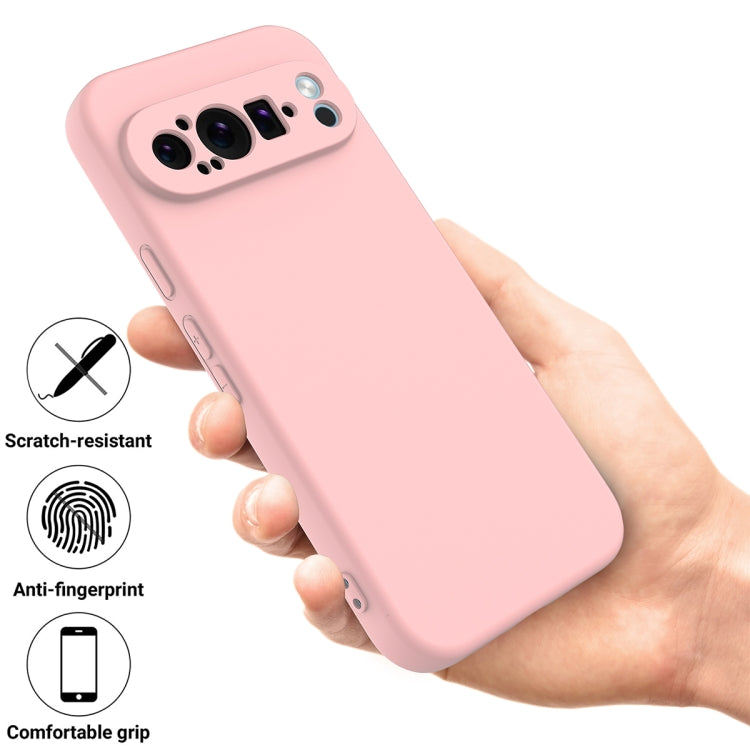 For Google Pixel 9 Pro Pure Color Liquid Silicone Shockproof Phone Case(Pink)