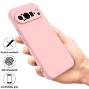 For Google Pixel 9 Pro Pure Color Liquid Silicone Shockproof Phone Case(Pink)