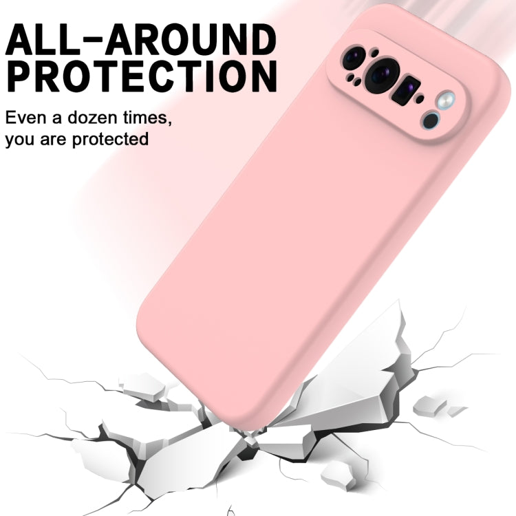 For Google Pixel 9 Pro Pure Color Liquid Silicone Shockproof Phone Case(Pink)