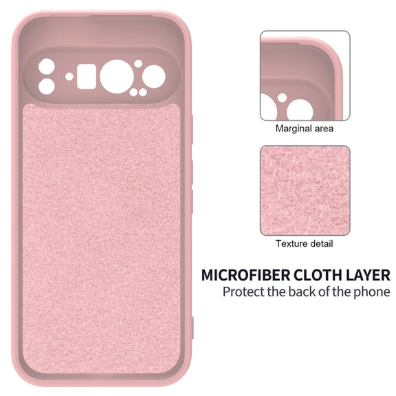 For Google Pixel 9 Pro Pure Color Liquid Silicone Shockproof Phone Case(Pink)