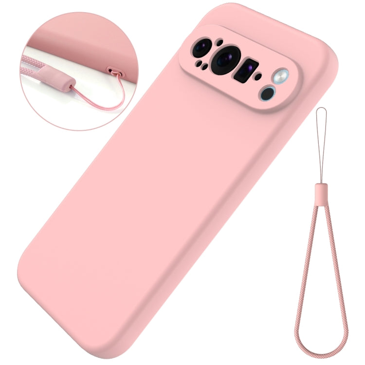 For Google Pixel 9 Pro Pure Color Liquid Silicone Shockproof Phone Case(Pink)