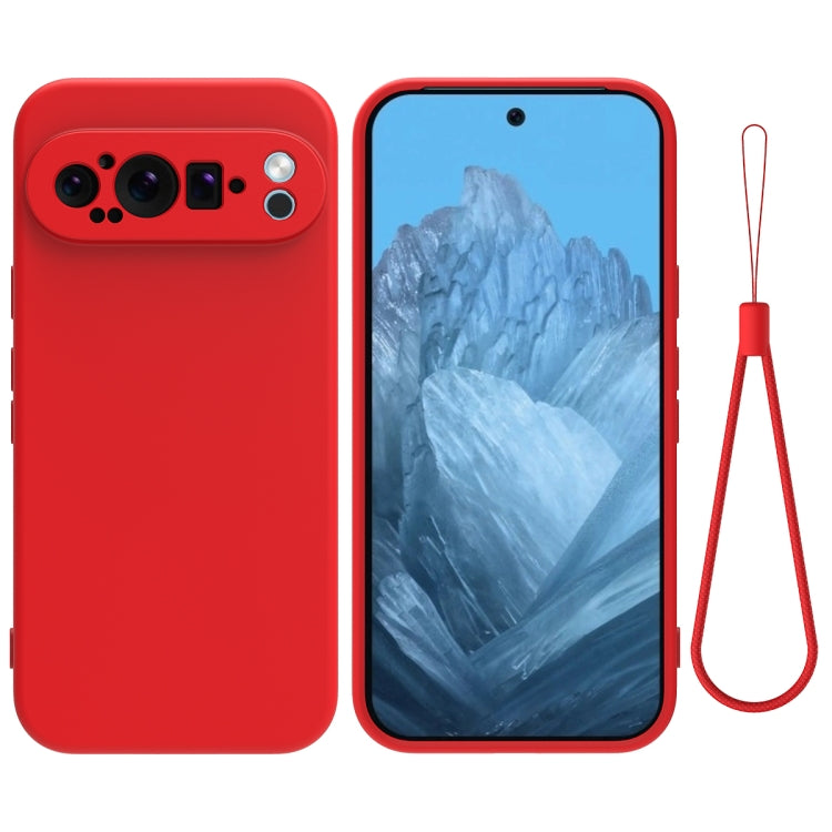 For Google Pixel 9 Pro Pure Color Liquid Silicone Shockproof Phone Case(Red)