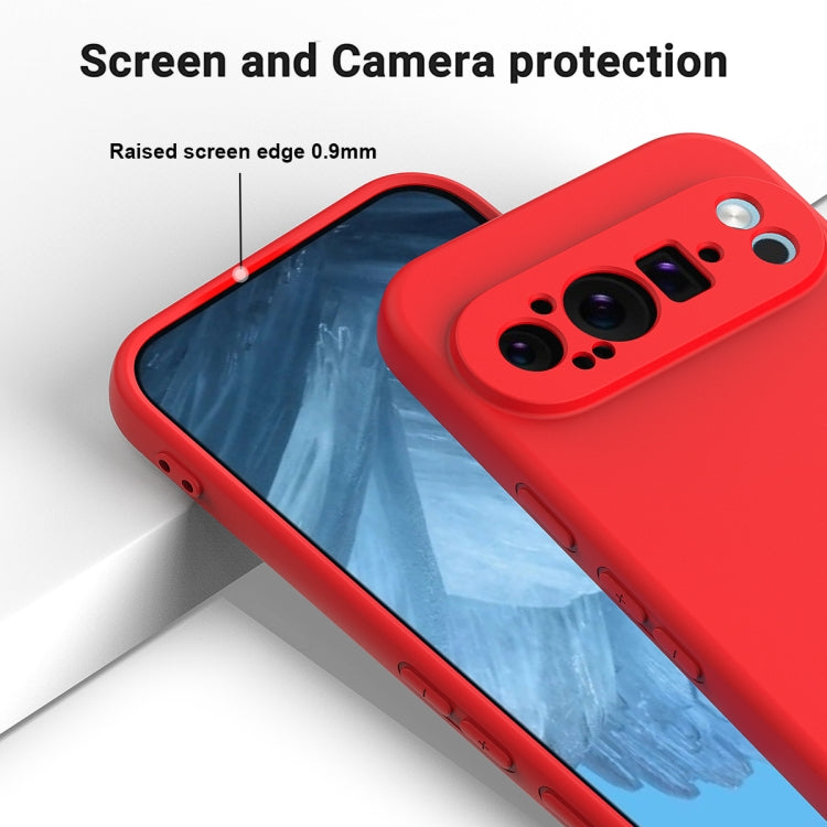 For Google Pixel 9 Pro Pure Color Liquid Silicone Shockproof Phone Case(Red)