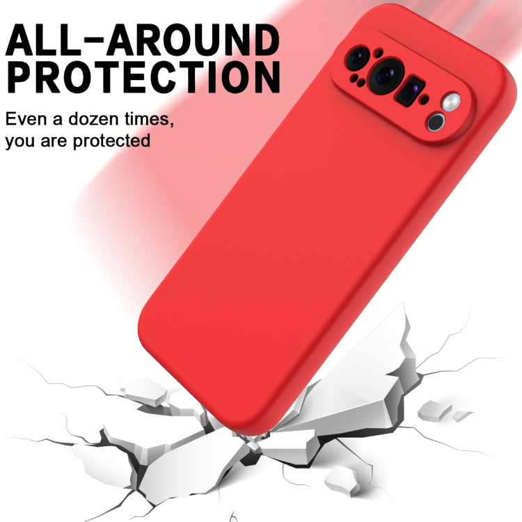 For Google Pixel 9 Pro Pure Color Liquid Silicone Shockproof Phone Case(Red)