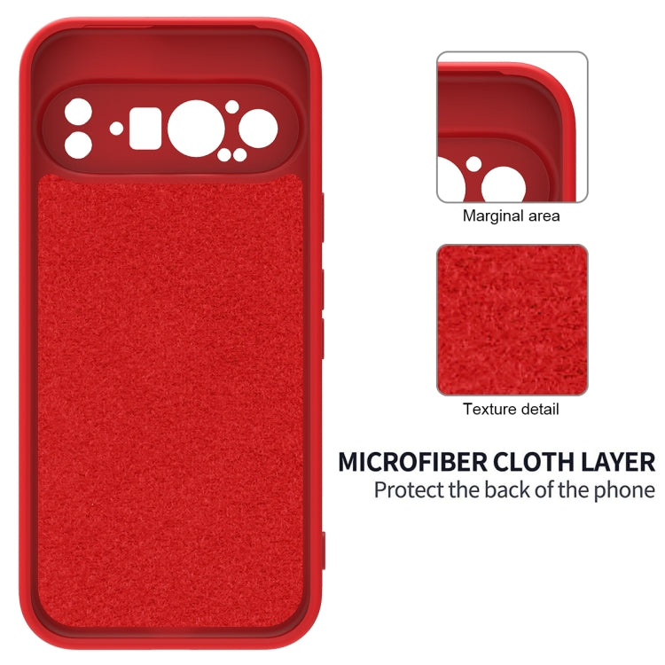 For Google Pixel 9 Pro Pure Color Liquid Silicone Shockproof Phone Case(Red)