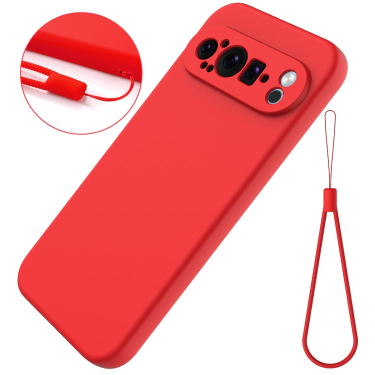 For Google Pixel 9 Pro Pure Color Liquid Silicone Shockproof Phone Case(Red)