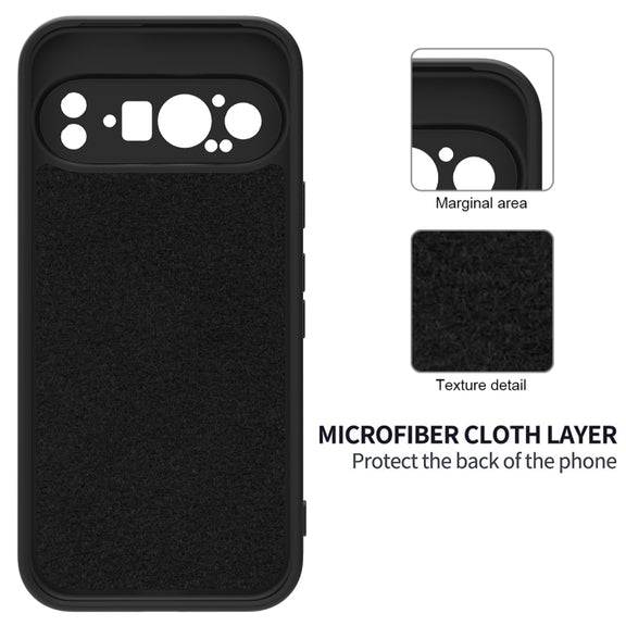 For Google Pixel 9 Pro Pure Color Liquid Silicone Shockproof Phone Case(Black)