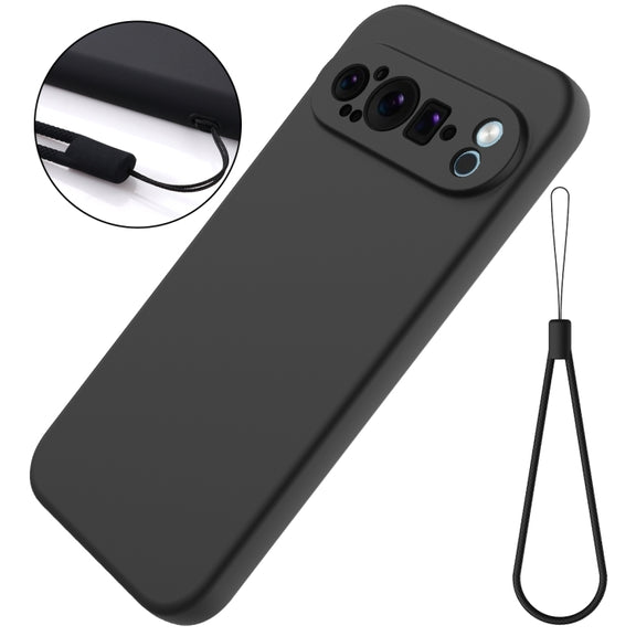 For Google Pixel 9 Pro Pure Color Liquid Silicone Shockproof Phone Case(Black)