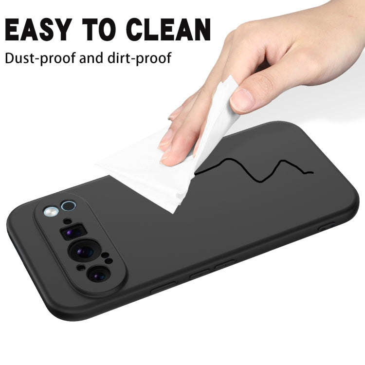For Google Pixel 9 Pro Pure Color Liquid Silicone Shockproof Phone Case(Black)