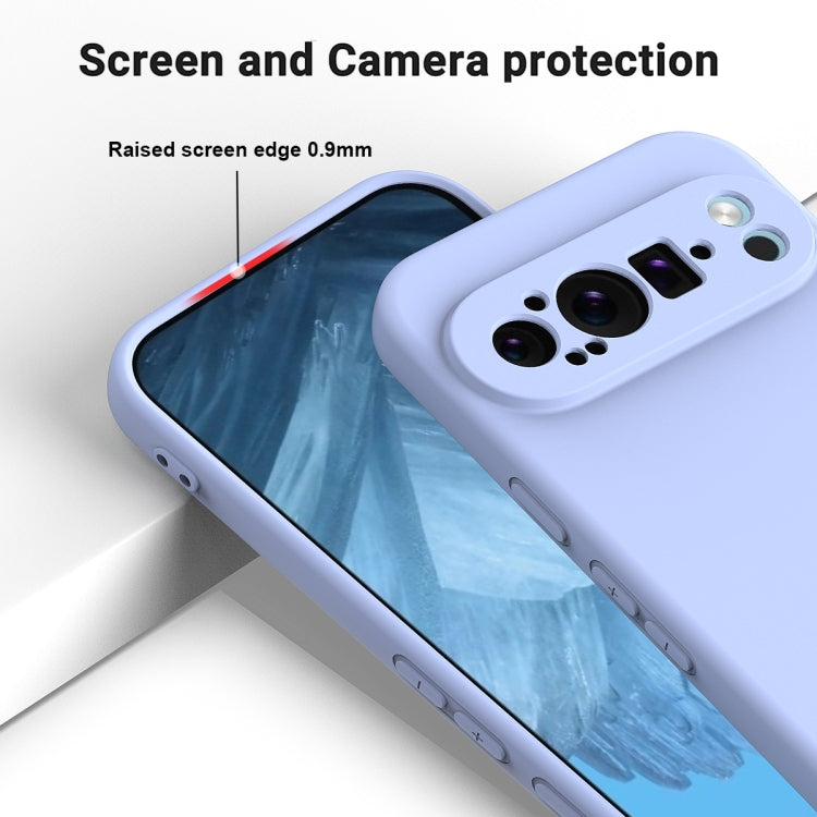 For Google Pixel 9 Pro XL Pure Color Liquid Silicone Shockproof Phone Case(Purple)