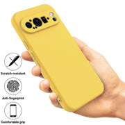For Google Pixel 9 Pro XL Pure Color Liquid Silicone Shockproof Phone Case(Yellow)