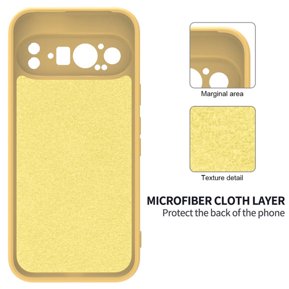 For Google Pixel 9 Pro XL Pure Color Liquid Silicone Shockproof Phone Case(Yellow)