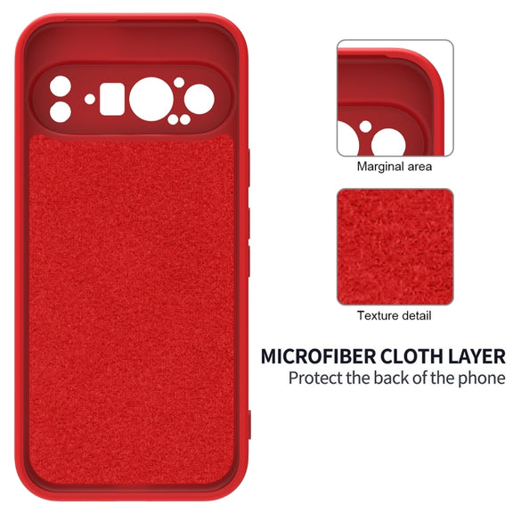 For Google Pixel 9 Pro XL Pure Color Liquid Silicone Shockproof Phone Case(Red)