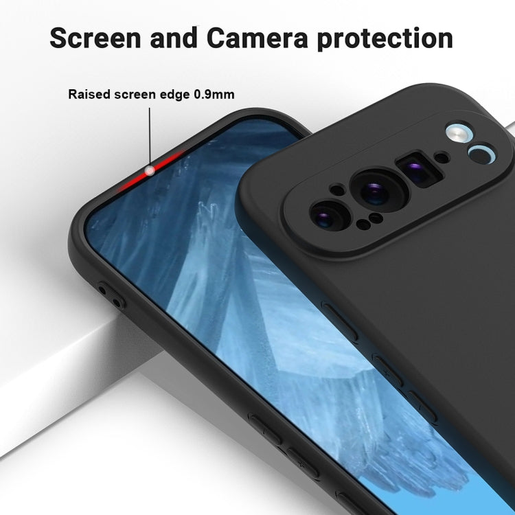 For Google Pixel 9 Pro XL Pure Color Liquid Silicone Shockproof Phone Case(Black)