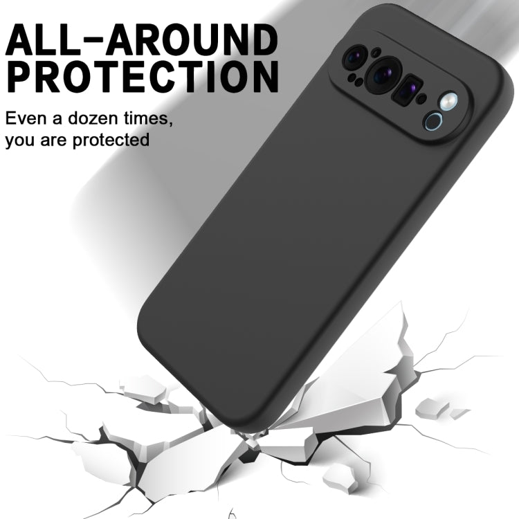 For Google Pixel 9 Pro XL Pure Color Liquid Silicone Shockproof Phone Case(Black)