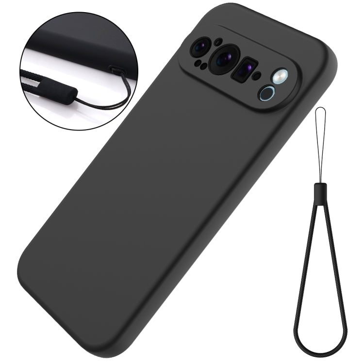For Google Pixel 9 Pro XL Pure Color Liquid Silicone Shockproof Phone Case(Black)