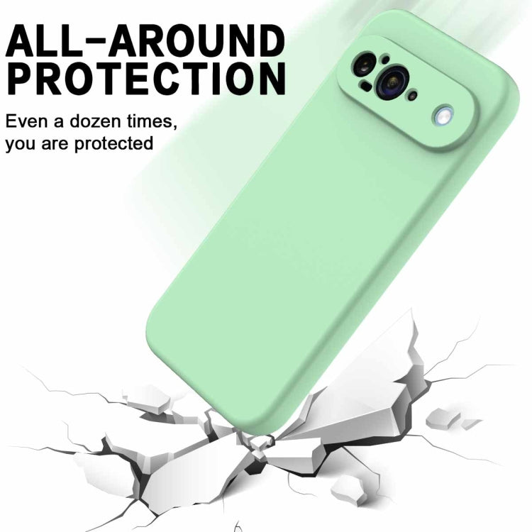 For Google Pixel 9 Pure Color Liquid Silicone Shockproof Phone Case(Green)