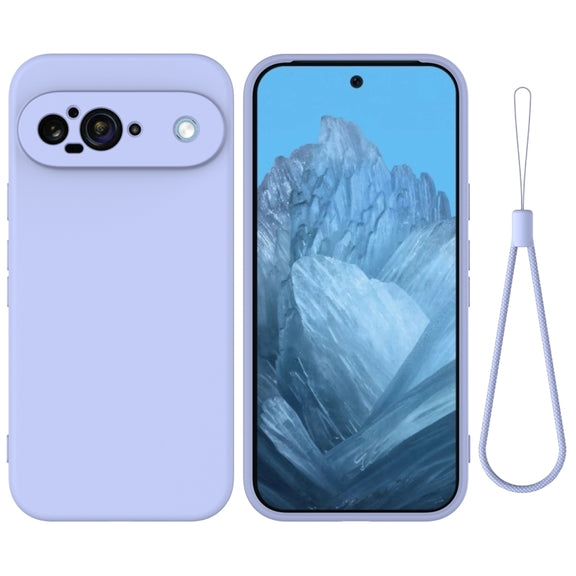 For Google Pixel 9 Pure Color Liquid Silicone Shockproof Phone Case(Purple)