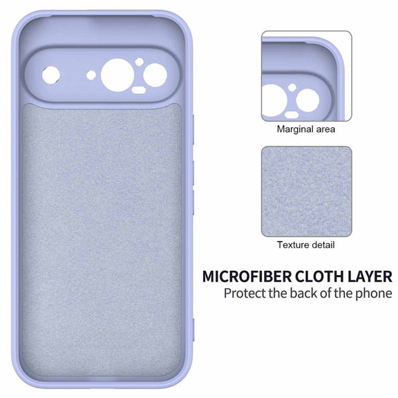 For Google Pixel 9 Pure Color Liquid Silicone Shockproof Phone Case(Purple)